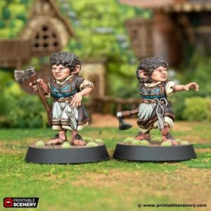 AE001671 Niña Hobbit con Hacha(Fern Greenly) -- Printable Scenery