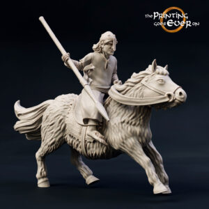 AE001042 Milicia Hobbit en Pony con lanza -- The Pring Goes Ever On