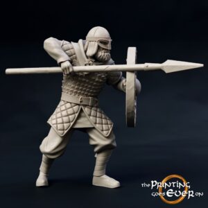 AE001023 Lancero Rohan a pie, atacando -- The Pring Goes Ever On