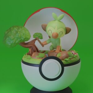 AE000335 Grookey en Pokeball