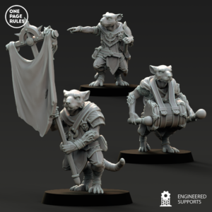 AE003937 Warrios Ratmen Espada-Lanza-alabarda con Escudo y Grupo de Mando -- One Page Rules