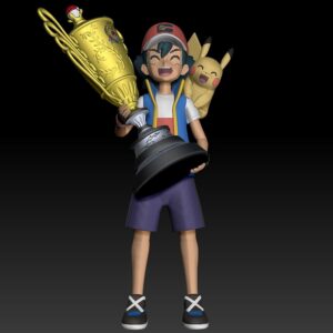 AE004332 Ash Ketchum con la Copa de Campeon -- Pokemon