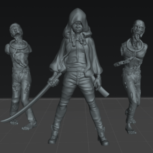 AE004657 Michonne And Zombies -- Walkin Dead