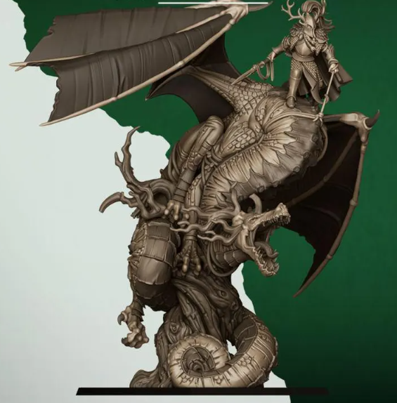 AE004660 Feral Elf prince on feral Dragon -- Highlands
